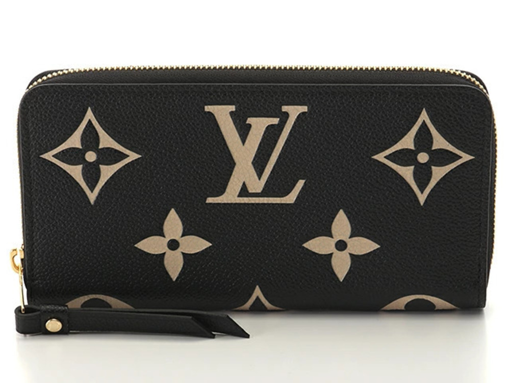 LOUIS VUITTON Zippy Wallet Bicolor Monogram Empreinte Black Beige Cream